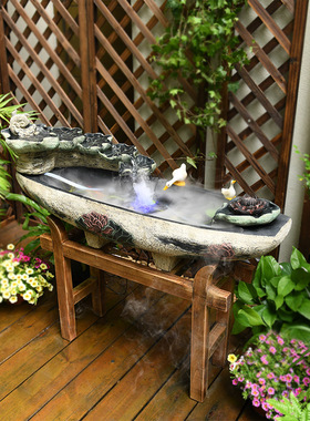 庭院池塘假山喷泉小船流水摆件露台阳台鱼池M造景花园布置水系景