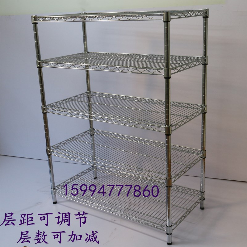 货架不锈钢移动仓库货架带轮v置物架多层防静电物料展示架镀铬铁