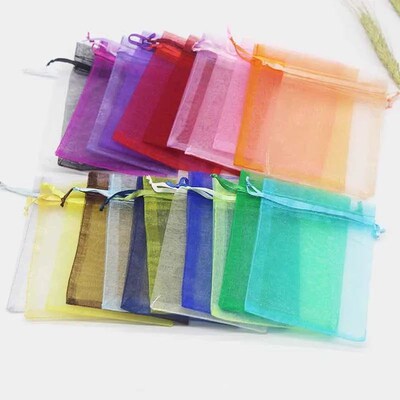 100Pcs Wedding Gift Pull Bag Organza Bag Jewelry Tulle Dra