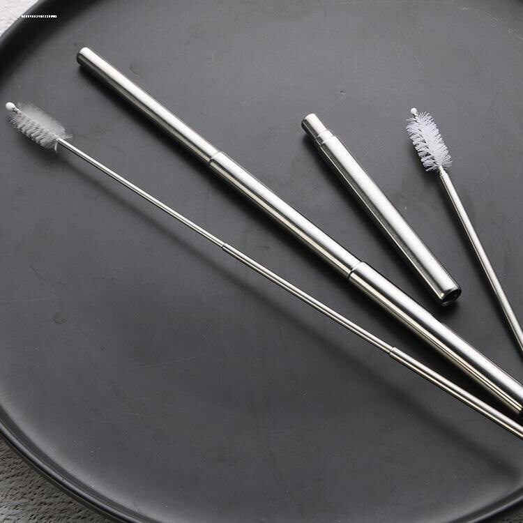 可折叠可伸缩不锈钢吸管超长弯管