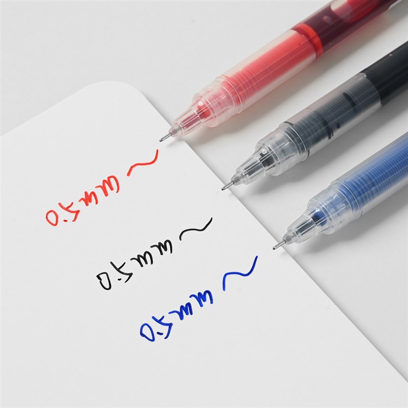 12支装 直液式走珠笔 学生办公黑色 红色蓝色中性笔 05mm 文具