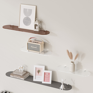 压克力挂墙置物架免打孔悬挂客厅浴室墙上一字隔板收纳.定制展示