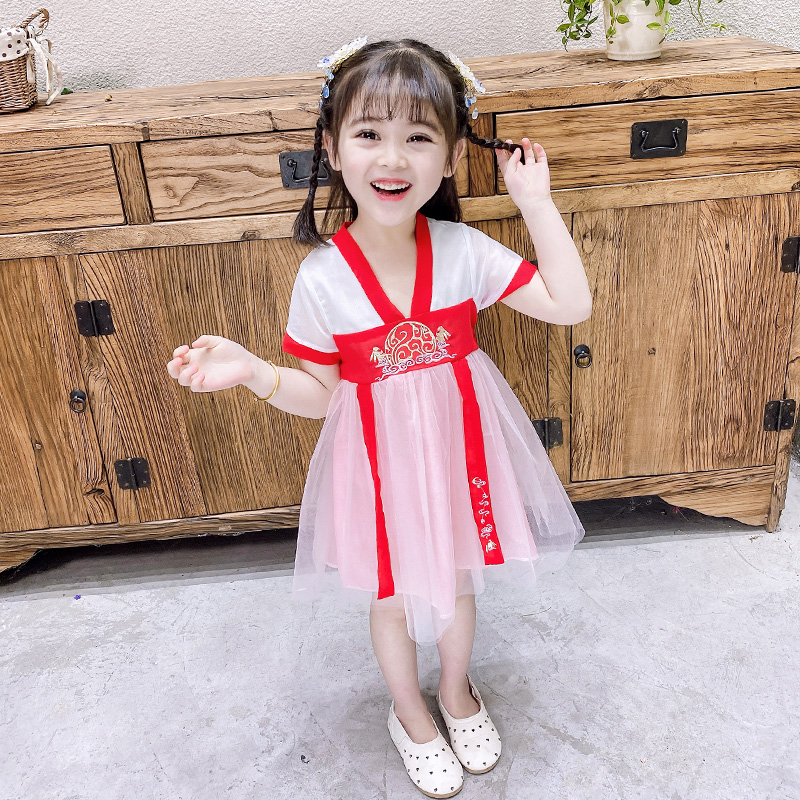 夏装女童裙子0-1-2-3-4-5-6岁女宝宝连衣裙婴儿童汉服唐装中国风