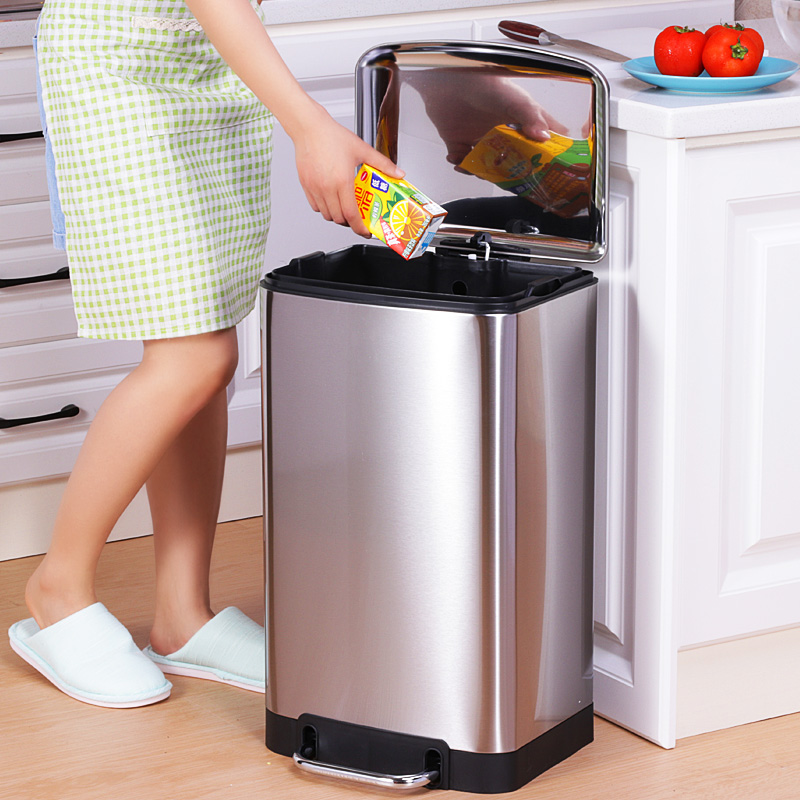 创意大号欧式时尚 不锈钢脚踏垃圾桶家用客厅厨房卫生间酒店大堂