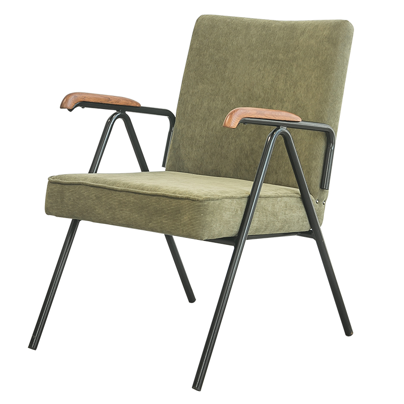 北欧单人复古沙发椅小户型家用客厅阳台椅简约中古灯芯绒布艺沙发