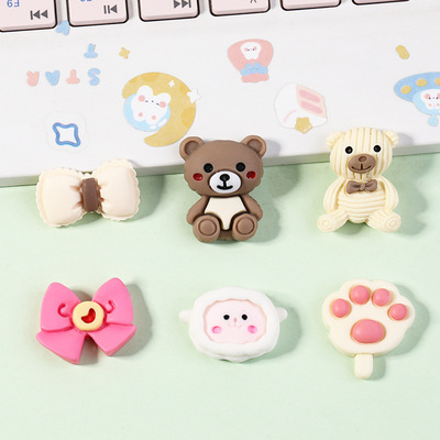 diy饰品配件卡通蝴蝶结小熊奶油胶手机壳贴片水杯贴发夹手工材料