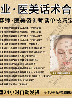 医美咨询师销售谈单技巧学习资料话术美容院皮肤面诊成交实战课程