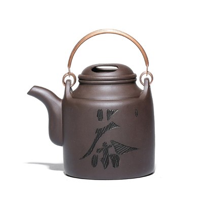 T包邮宜兴紫砂壶大号洋筒铜手提梁大茶壶大容量茶具家用大凉茶壶
