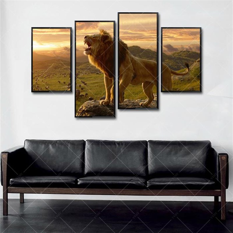 办狮子王室饰画现代简公客无框画墙卧装I室厅书约房动物沙发背景