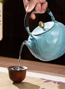 朱炳仁铜 沧海流金茶壶功夫茶具泡茶壶家用大容量提梁壶送礼