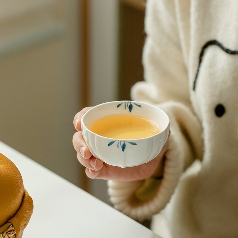 纯手绘蝴蝶兰花快客杯户外创意便携旅行茶具陶瓷泡茶壶茶碗茶杯