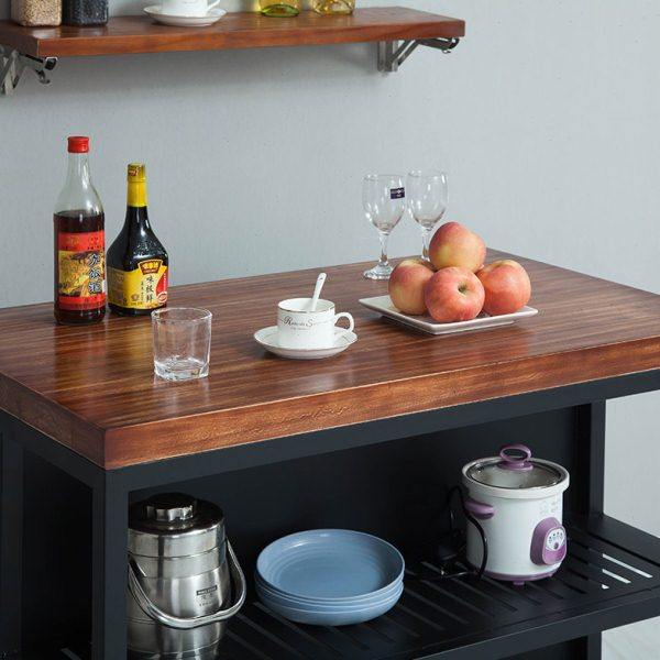 厨房餐边桌实木料理台中岛台收纳置物桌操作台铁艺家用简约备餐桌,住宅家具,岛台,淘宝优惠券,粉丝福利购,淘宝优惠卷