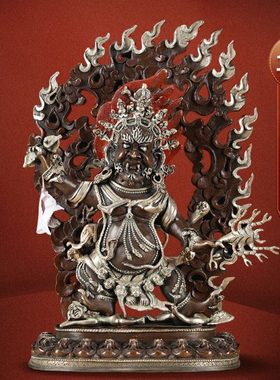 愤怒莲师铜像10寸铜镀银忿怒莲师家用铜居家摆件