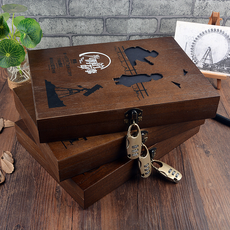 精品复古绝密木盒同学录创意个性活页留言册盒装学生大毕业纪念册