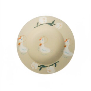 【叶子手作】手绘釉下彩餐具草帽盘圆形日式可爱哑光田园风作家器