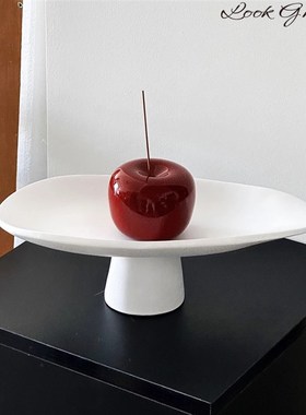 意式简约餐桌高脚果盘摆件软装售楼处家居客厅茶几收纳托盘