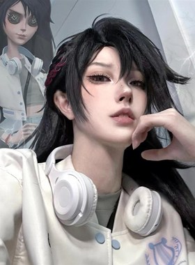古董商电竞cos假发女黑色长直发d5戚十一第五人格OPH战队整顶头套