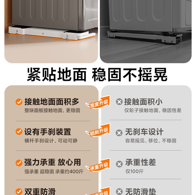 洗衣机底座架可移动升降防滑防震支架滚筒波轮冰箱通用滑轮置物架