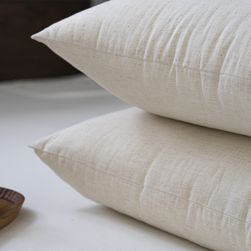 日式亚麻棉枕头48x74cm成人枕透气抑菌防螨家用枕芯一对拍2枕头芯