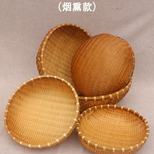 纯手工天然竹编馒头筐簸箕