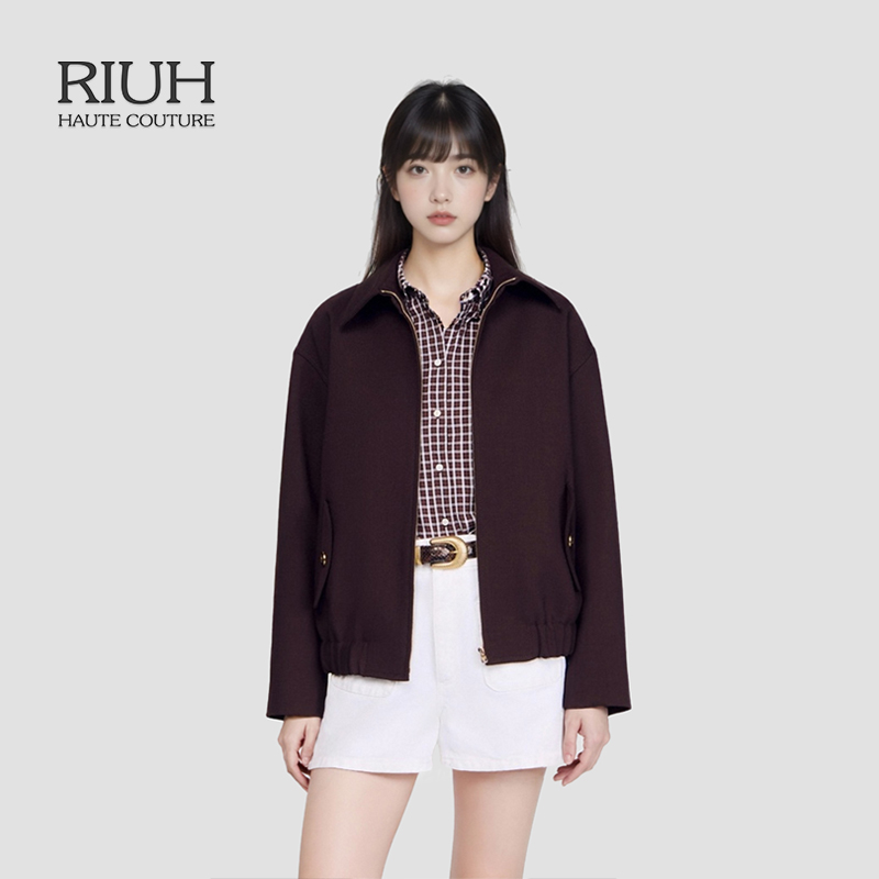 RIUH精致都市游牧法式复古巴恩风收腰夹克外套25秋冬