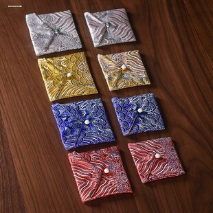 高档绸缎刺绣锦囊珠宝首饰袋束口小布袋子文玩手串收纳袋福袋定制