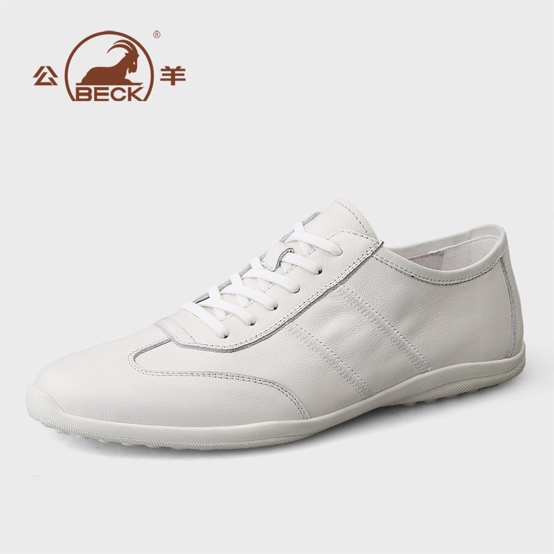 公羊男鞋春秋季新款真皮百搭板鞋男软底商务男款鞋子男士休闲皮鞋