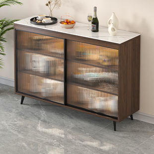 岩板餐边柜靠墙一体储物柜茶水柜简约橱柜家用厨房置物柜收纳柜子