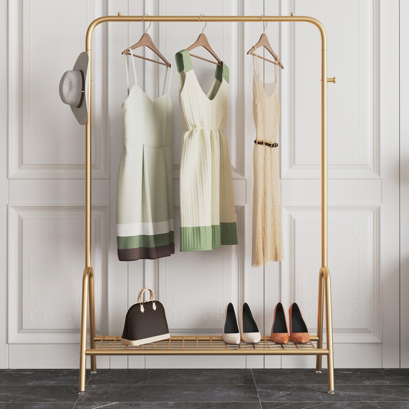 晾衣架落地折叠室内晒衣架阳台卧室挂衣架子家用R简易单杆式衣帽