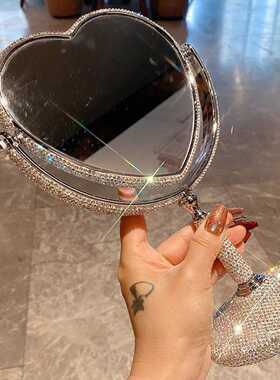 镶钻满钻桌面台式化妆镜旋转折叠梳妆镜双面镜子礼品钻镜婚庆礼品