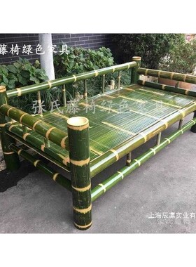楠竹张氏老式竹床天然竹沙发椅踏踏米竹床藤椅手工午休床家具罗汉