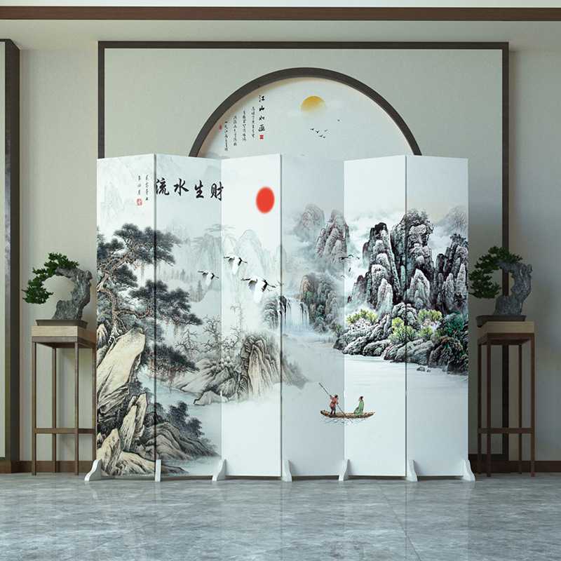 中式屏风隔断墙客厅折叠移动简约现代山水轻奢卧室遮挡家用办公室