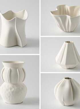 3D打印陶瓷素白色花瓶现代简约样板房酒店门店干花花器装饰品摆件
