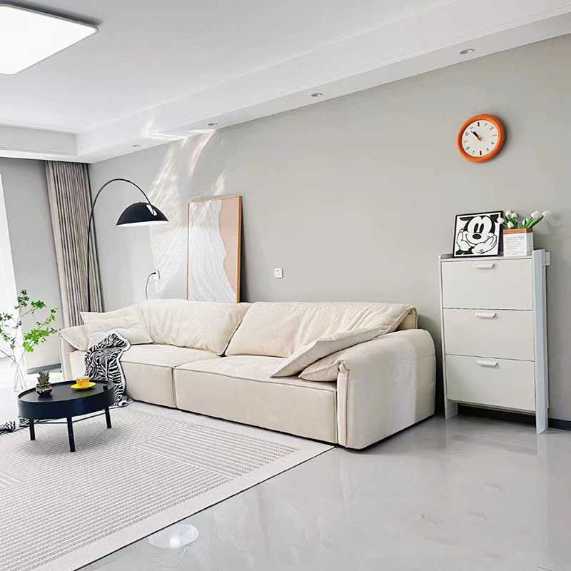 定制意式奶油风大象耳朵布艺沙发baxter磨砂布小户型客厅直排沙发