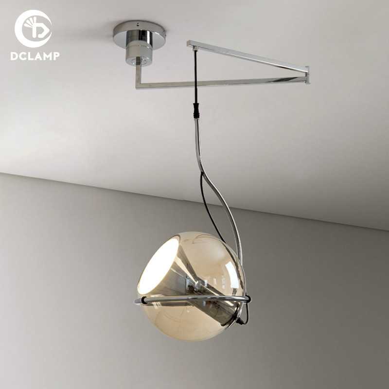 东驰照明包豪斯可移位餐厅吊灯长杆玻璃单头中古风民宿岛台餐桌灯