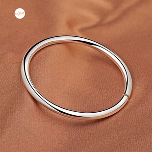 大理榆城银匠世家光面素圈开口手镯足银999新款轻奢小众设计手镯