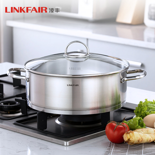 凌丰钢爵304不锈钢火锅家用煮面饺子汤锅燃气电磁炉打边炉火锅盆