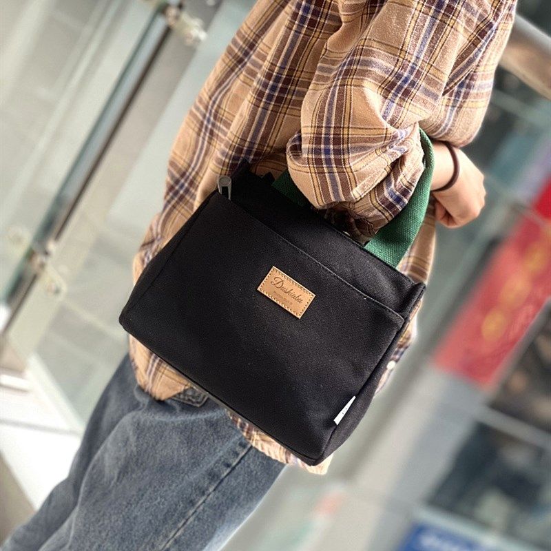 日式拉链帆布手提包饭盒t袋子上班族通勤带饭便当包学生便携手拎