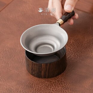 清澜黑檀木茶漏茶滤底座家用功夫茶具K配件过滤底座滤茶器底托