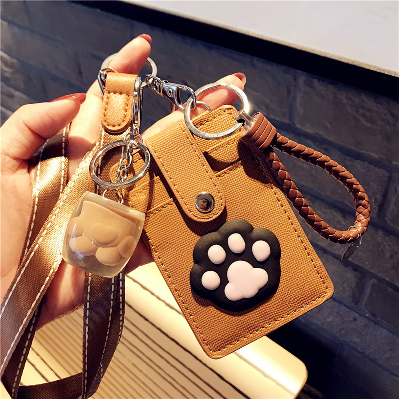 卡通可爱带挂绳卡套公q交饭卡学生校园卡保护套乘车交通地铁卡包