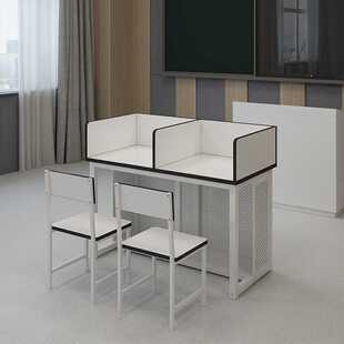 单人双人培训辅导课桌凳子组合学校机房微机室电脑桌屏风隔断桌椅