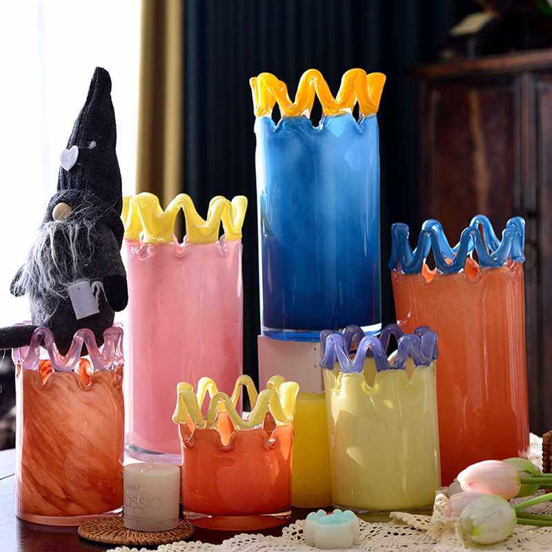 彩色卡通风城堡形玻璃花瓶水培容器客厅摆件鲜花插花手工玻璃花器,玩具/童车/益智/积木/模型,垂直悬浮玩具,淘宝优惠券,粉丝福利购,淘宝优惠卷