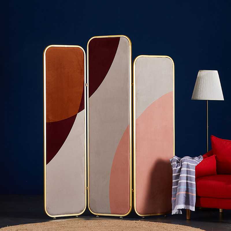 客厅办公室隔断屏风北欧小户型移动玄关金属折屏金属遮挡屏障