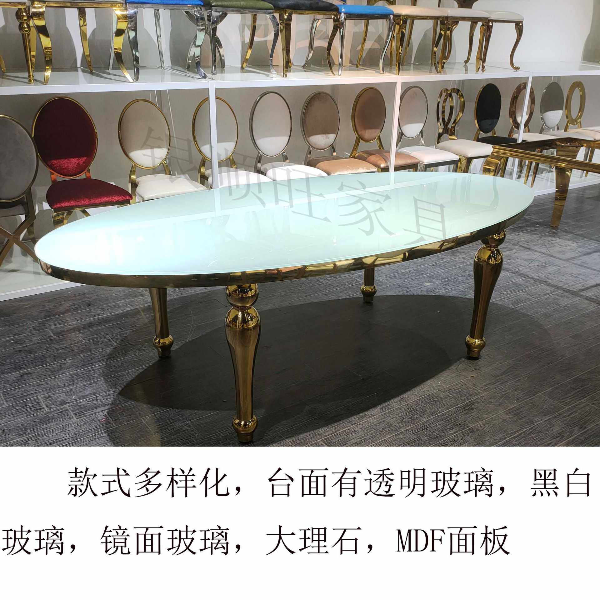 厂家供应不锈钢欧式婚庆餐桌 酒店宴会桌子钢化玻璃圆形桌子