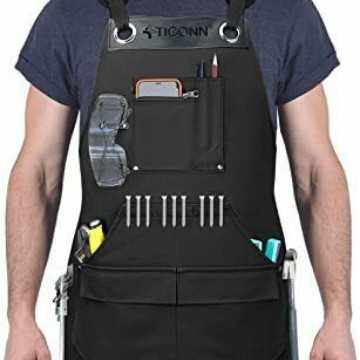 Heavy Duty Waxed Canvas Apron, 16oz Thick Canvas Multi-Funct