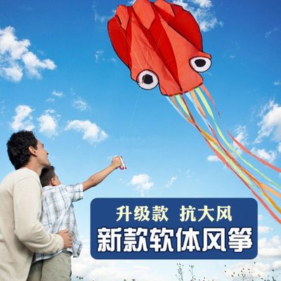 大风筝儿童大人专用微风易飞新款长尾巴大号高端立体软体章鱼专业