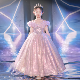 钢琴演奏礼服女童轻奢小众高端花童生日儿童小主持人走秀演出服