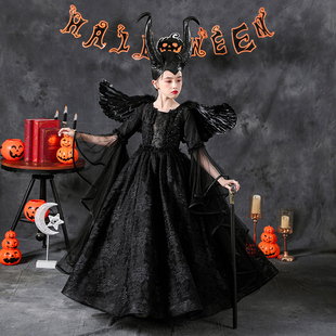 圣诞节儿童服装沉睡魔咒玛琳菲森cosplay演出服女童恶魔女巫服装