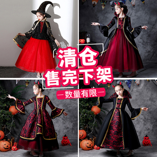 圣诞节儿童服装女童吸血鬼沉睡魔咒cos礼服恶魔女巫精灵演出服