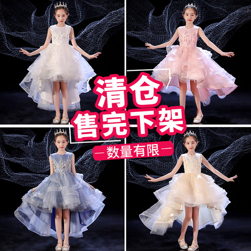 钢琴演奏礼服女童轻奢小众高端儿童小主持人花童生日公主裙演出服